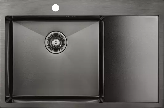 Мойка кухонная Paulmark Atlan PM217851-GML L, вороненая сталь