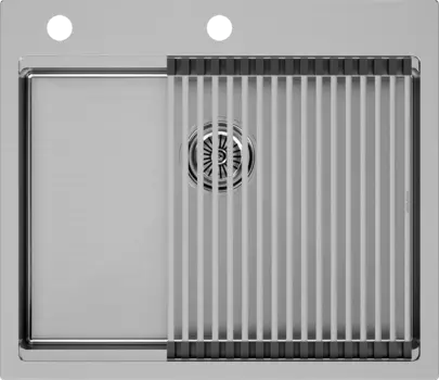 Мойка кухонная Paulmark Brim + Pro PM705951-BS+R405-BS брашированная сталь