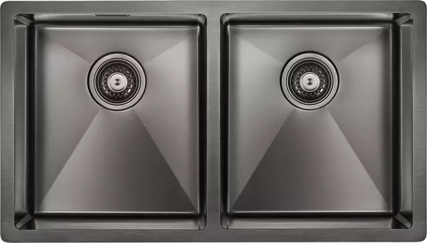 Мойка кухонная Paulmark Dopplet PM507844-GM вороненая сталь