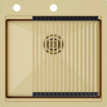 Мойка кухонная Paulmark Kroner + Pro PM705151-BG+R405-BG брашированное золото