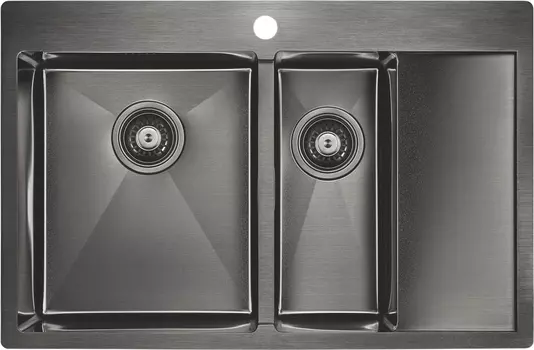 Мойка кухонная Paulmark Liga PM227851-GML вороненая сталь L