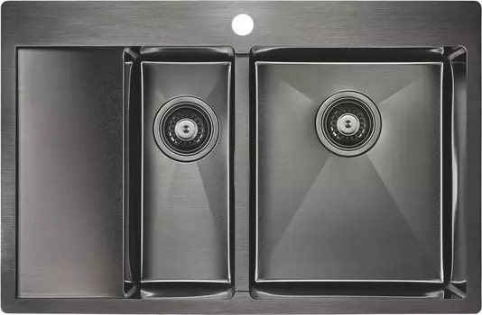 Мойка кухонная Paulmark Liga PM227851-GMR вороненая сталь R