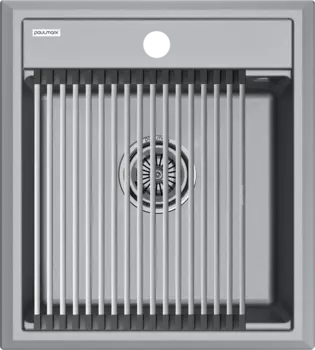 Мойка кухонная Paulmark Stepia + Step PM114651-GRM+R375-BS серый металлик