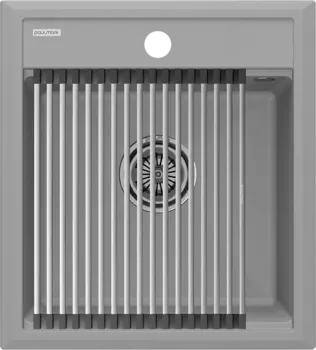 Мойка кухонная Paulmark Stepia + Step PM114651-GRS+R375-BS серый дым