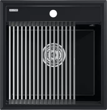 Мойка кухонная Paulmark Stepia + Step PM115051-BLM+R375-BS черный металлик