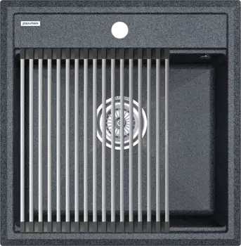 Мойка кухонная Paulmark Stepia + Step PM115051-DG+R375-BS графит