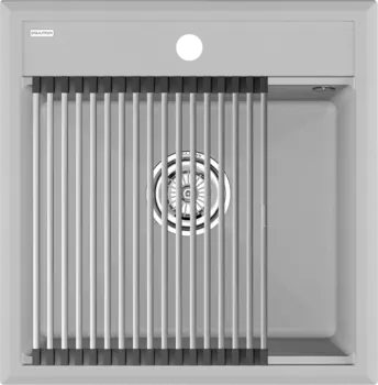 Мойка кухонная Paulmark Stepia + Step PM115051-GRS+R375-BS серый дым