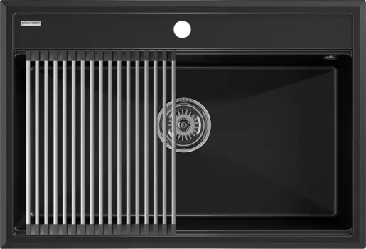 Мойка кухонная Paulmark Stepia + Step PM117551-BLM+R375-BS черный металлик