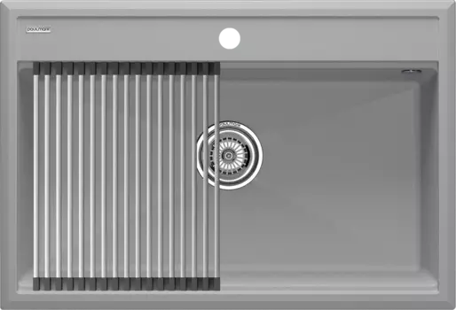 Мойка кухонная Paulmark Stepia + Step PM117551-GRS+R375-BS серый дым