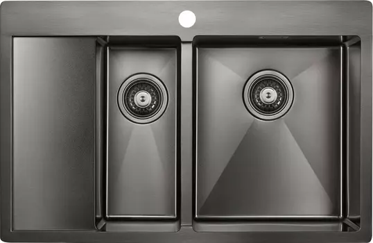 Мойка кухонная Paulmark Union PM537851-GML вороненая сталь R PM537851-GMR