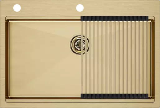Мойка кухонная Paulmark Vast + Pro PM707551-BG+R405-BG брашированное золото