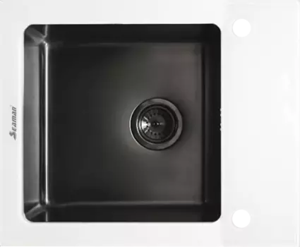 Мойка кухонная Seaman Eco Glass SMG-610W-Gun.B вороненая сталь, белая