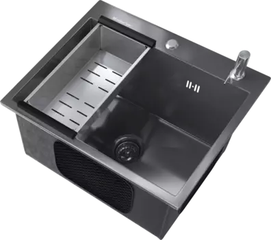 Мойка кухонная Ulgran 50х45, черная брашированная сталь US-500-002
