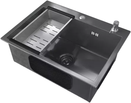 Мойка кухонная Ulgran 60х45, черная брашированная сталь US-600-002