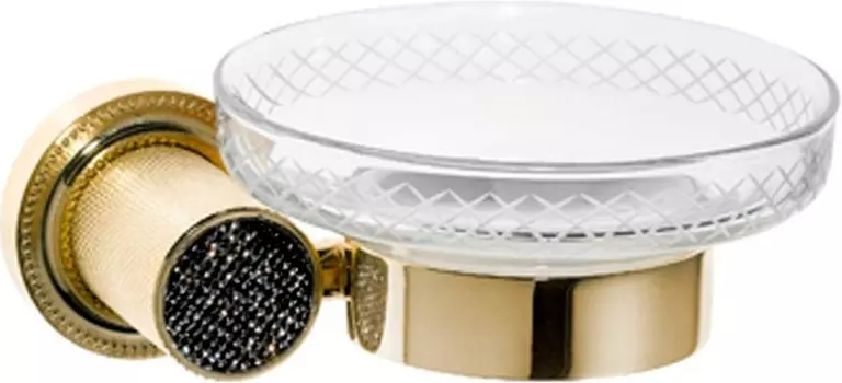 Мыльница Boheme Royal Cristal Black Gold 10923-G-B настенная, золото