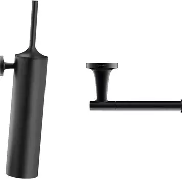 Набор Duravit Starck T Ершик 0099464600 подвесной, черный + Держатель туалетной бумаги 0099374600 черный