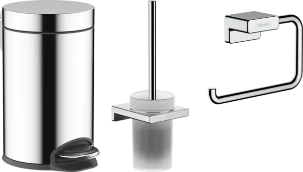 Набор Hansgrohe AddStoris Держатель туалетной бумаги 41771000 + Ершик 41752000 + Мусорное ведро 41775000