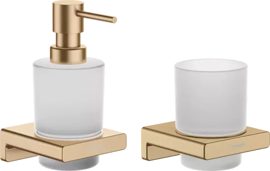 Набор Hansgrohe AddStoris Стакан 41749140 + Дозатор 41745140, шлифованная бронза