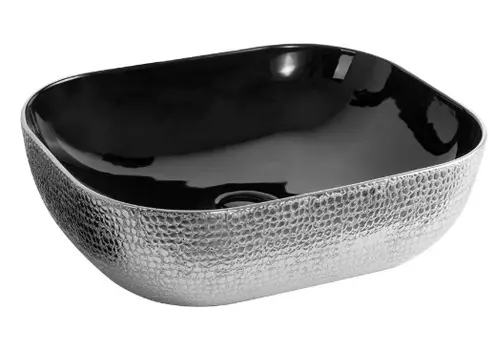 Накладная раковина Gid D1302h020 50х40 черная, хром 53306