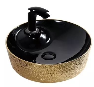 Накладная раковина Gid D1306h022 45х45 черная с золотом 53317