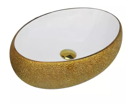 Накладная раковина Gid Nc433 48х34 белая с золотом 52219
