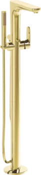 Напольный смеситель для ванны с душем VitrA Root Round A4274123EXP С ВНУТРЕННЕЙ ЧАСТЬЮ, золото