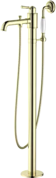 Напольный смеситель для ванны с душем Акватек Классик AQ1545PG с внутренней частью, полированное золото