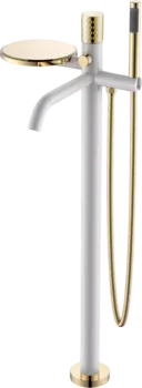 Напольный смеситель для ванны с душем Boheme Stick 129-WG white diamond gold