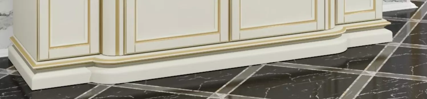 Плинтус для мебели Opadiris Корсо-оро №11 к тумбе, слоновая кость с золотой патиной 00-00000616