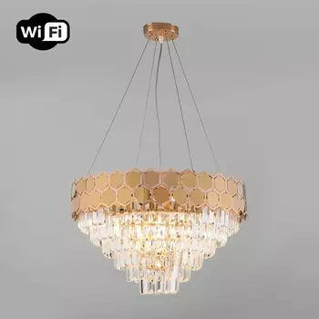 Подвесная люстра Eurosvet Ariana 10124/8 золото/прозрачный хрусталь Strotskis Smart