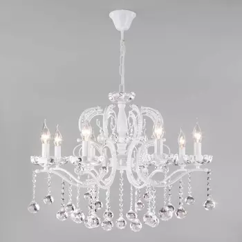 Подвесная люстра Eurosvet Brezza 10107/8 глянцевый белый/прозрачный хрусталь Strotskis