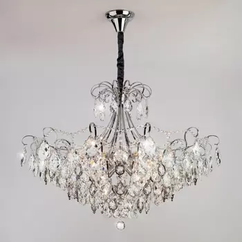 Подвесная люстра Eurosvet Crystal 10080/12 хром/прозрачный хрусталь Strotskis