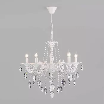 Подвесная люстра Eurosvet Veletta 10108/5 белый/прозрачный хрусталь Strotskis