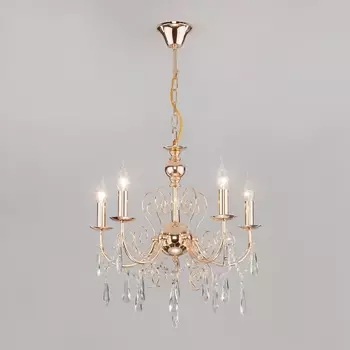 Подвесная люстра Eurosvet Wispa 10094/5 золото/прозрачный хрусталь Strotskis