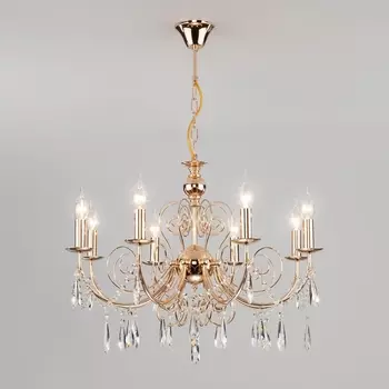 Подвесная люстра Eurosvet Wispa 10094/8 золото/прозрачный хрусталь Strotskis