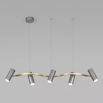 Подвесная светодиодная люстра Eurosvet Spacer 90103/5 матовый серый/золото