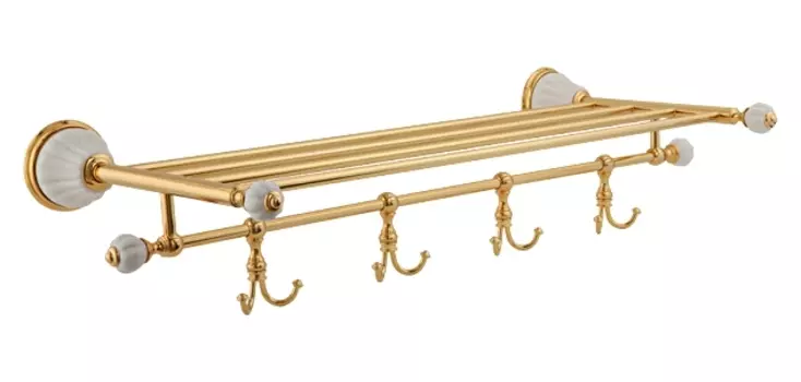 Полка Migliore Olivia ML.OLV-60.629.BI.DO с крючками, золото