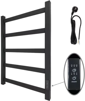 Полотенцесушитель электрический Маргроид Вид 81-10 профильный 61x40 черный матовый 8110p-6040-1081-9005R