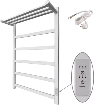 Полотенцесушитель электрический Маргроид Вид 81-10 профильный 80x50 с полкой, белый матовый 8110p-8050-1083-9016R