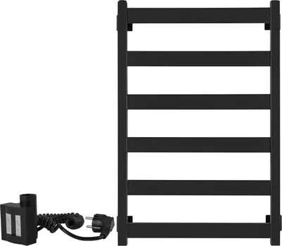 Полотенцесушитель электрический Secado Комано 1 80x50, ТЭН квадратный, черный матовый, L Комано 1 (30-50-10) 80/50, черный матовый, ТЭН КТХ 4, L