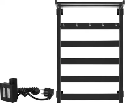 Полотенцесушитель электрический Secado Комано 1 КСП 80x50, ТЭН квадратный, черный матовый, L Комано 1 КСП (30-50-10) 80/50, черный матовый, ТЭН КТХ 4, L