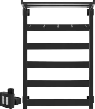 Полотенцесушитель электрический Secado Комано 1 КСП 80x50, ТЭН квадратный скрытый, черный матовый, L Комано 1 КСП (30-50-10) 80/50, черный матовый, сп, L