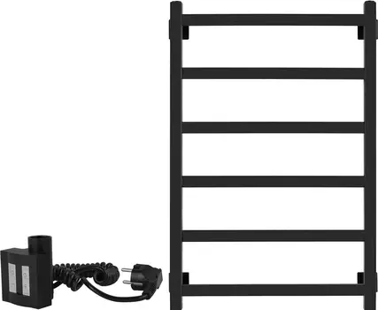 Полотенцесушитель электрический Secado Корсико 1 80x50, ТЭН квадратный, черный матовый, L Корсико 1 (30-30-10) 80/50, черный матовый, ТЭН КТХ 4, L
