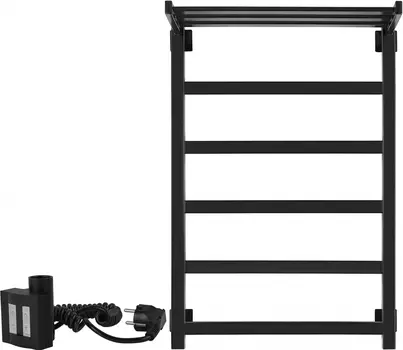 Полотенцесушитель электрический Secado Корсико 1 СП 80x50, ТЭН квадратный, черный матовый, L Корсико 1 СП (30-30-10) 80/50, черный матовый, ТЭН КТХ 4,L
