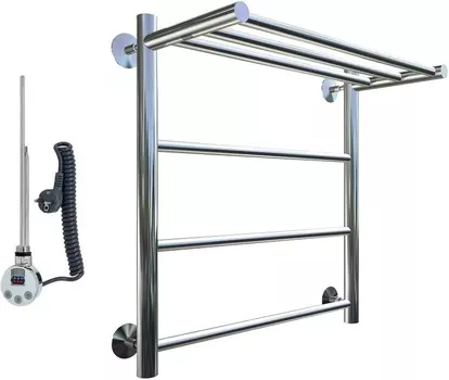 Полотенцесушитель электрический Тругор Аспект эл ТЭН 1 П ЛЦ6 60x40, с полкой Аспект1/элТЭН6040П