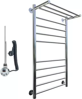 Полотенцесушитель электрический Тругор Аспект эл ТЭН 2 П ЛЦ6 100x50, с полкой Аспект2/элТЭН10050П