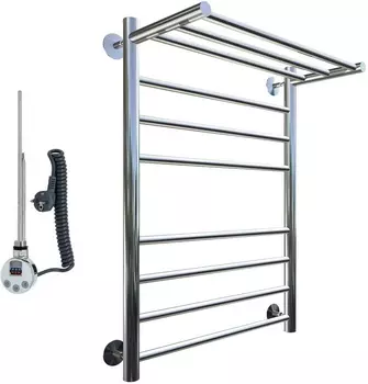 Полотенцесушитель электрический Тругор Аспект эл ТЭН 2 П ЛЦ6 80x50, с полкой Аспект2/элТЭН8050П