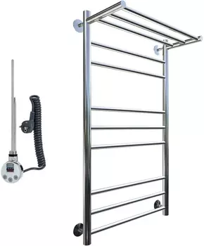 Полотенцесушитель электрический Тругор Аспект эл ТЭН 3 ЛЦ6 100x50, с полкой Аспект3/элТЭН10050П