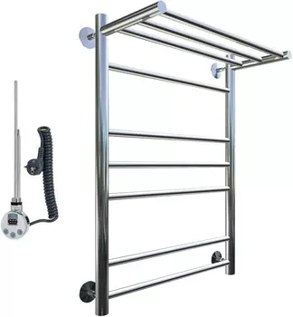 Полотенцесушитель электрический Тругор Аспект эл ТЭН 3 ЛЦ6 80x50, с полкой Аспект3/элТЭН8050П