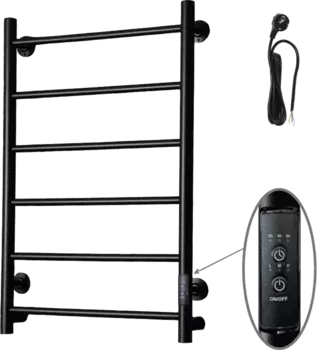 Полотенцесушитель электрический Тругор Аспект ПЭК 1 80x50 с выключателем, черный АспектПэксп1/8050чернВГП